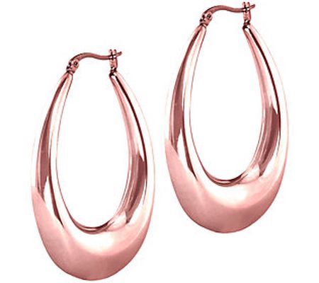 Steel by Design 2" Rosetone Oval Hoop Earrings