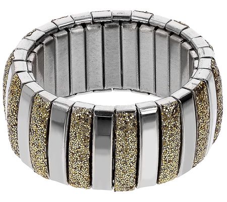 Steel by Design Alternating Polished & Glitter Stretch Ring