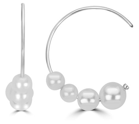 Steel by Design Graduated Simulated Pearl Hoop Earrings