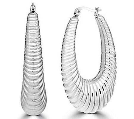 Steel by Design Graduated Textured Oval Hoop Ea rings