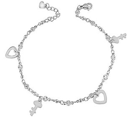 Steel by Design Heart & Key Anklet