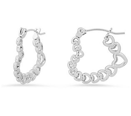 Steel by Design Heart Chain Link Hoop Earrings