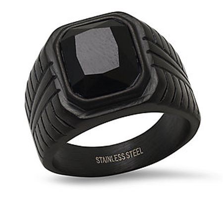 Steel by Design Men's 6.00 cttw Black Cubic Zir conia Ring