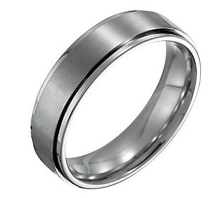 Steel By Design Men's 6mm Ridged Edge Satin Pol ished Ring