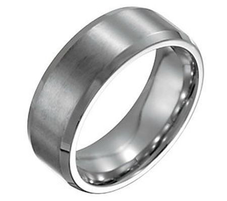 Steel By Design Men's 8mm Beveled Edge Brushed Polished Ring