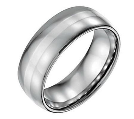 Steel by Design Men's 8mm w/ Sterling Inlay Pol ished Ring