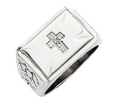 Steel By Design Men's Diamond Accent Cross Ring