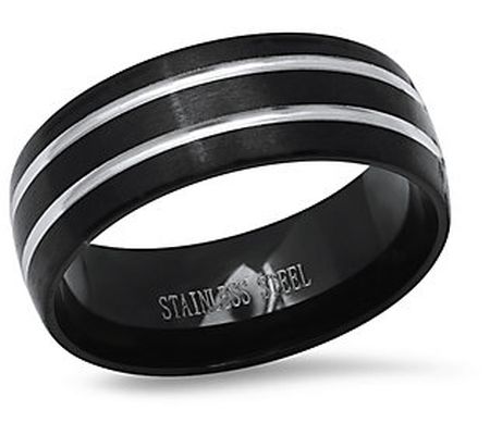 Steel by Design Men's Polished Two-Tone Band Ri ng