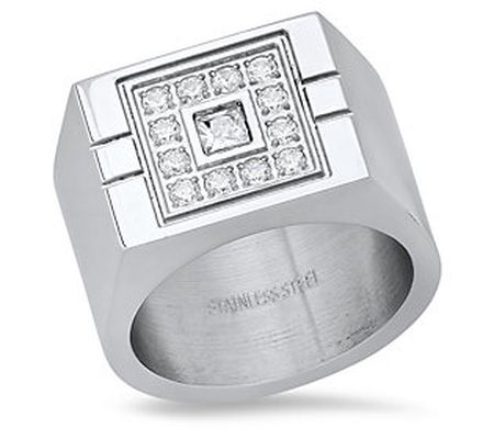 Steel by Design Men's Square Design Ring