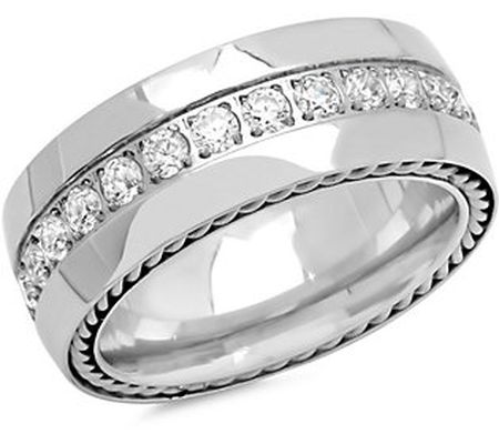 Steel by Design Men's Steel Crystal Ring
