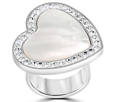 Steel by Design Mother-of-Pearl & Crystal Heart Ring