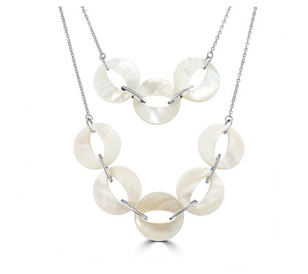 Steel by Design Mother Of Pearl Disc Necklace
