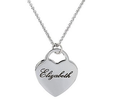 Steel by Design Personalized Heart Pendant w/ 2 4" Chain