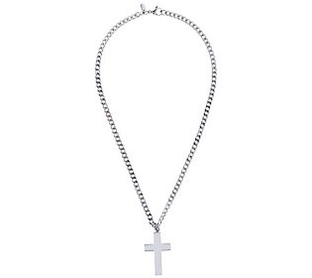Steel by Design Polished Cross Pendant with Cha in