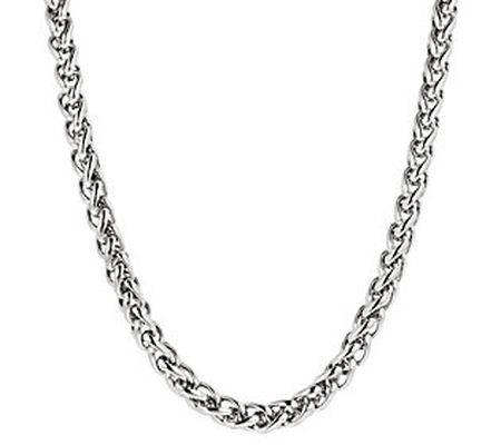 Steel by Design Polished Wheat Chain Necklace