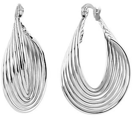 Steel by Design Ribbed Curve Hoop Earrings