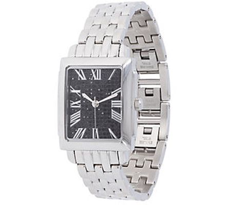 Steel by Design Square Face w/ Crystals Panther Link Watch