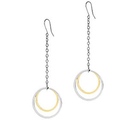 Steel by Design Two-Tone Circle Dangle Earrings