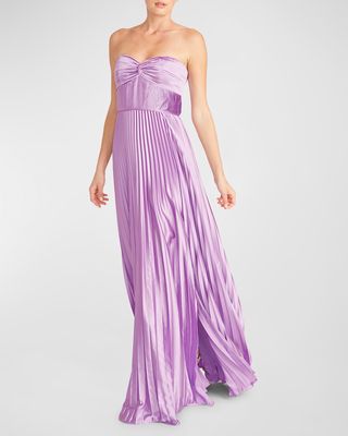 Stef Strapless Pleated Charmeuse Gown