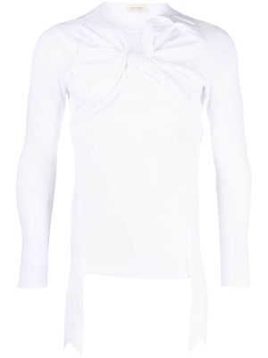 Stefan Cooke bow-detail long-sleeve T-shirt - White