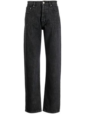Stefan Cooke corded braiding straight-leg jeans - Black