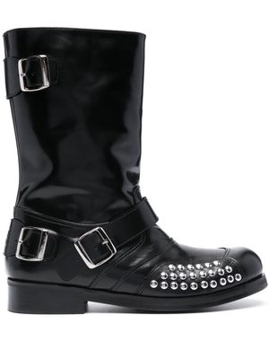 Stefan Cooke leather biker boots - Black