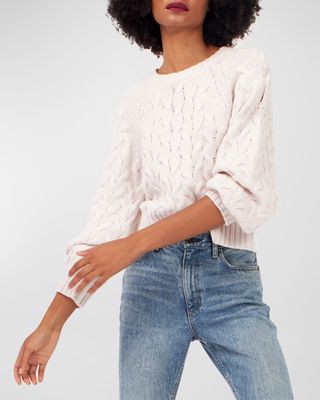 Stefania Cable-Knit Crewneck Wool Sweater