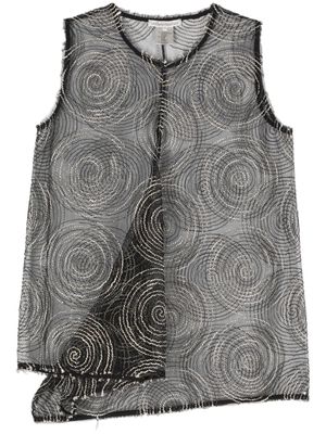 Stefano Mortari embroidered-design tulle top - Black