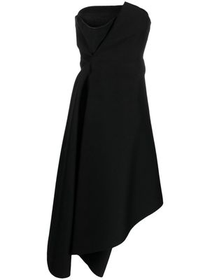 Stefano Mortari strapless asymmetric layered dress - Black