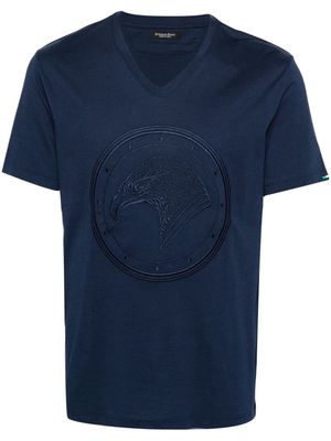 Stefano Ricci embroidered-logo V-neck T-shirt - Blue