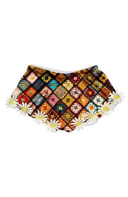 Stella Cove Kids' Floral Print Knit Shorts in Brown