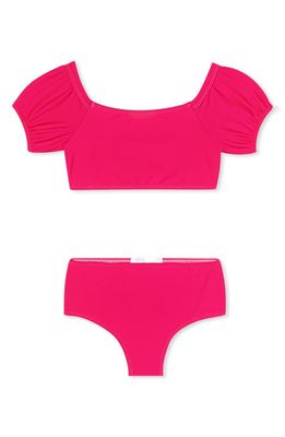 Stella Cove Kids' Puff Sleeve Two-Piece Swimsuit in Pink