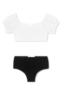 Stella Cove Kids' Puff Sleeve Two-Piece Swimsuit in White