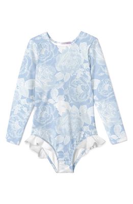 Stella Cove Kids' Rose Long Sleeve One-Piece Swimsuit in Blue