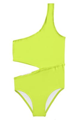 Stella Cove Kids' Side Cutout One-Shoulder One-Piece Swimsuit in Yellow
