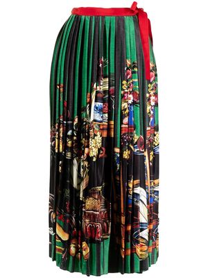 Stella Jean pleated wrap skirt - Green