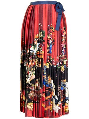 Stella Jean pleated wrap skirt - Red