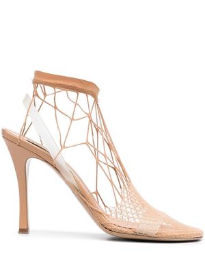 Stella McCartney 120mm fishnet heeled sandals - Neutrals