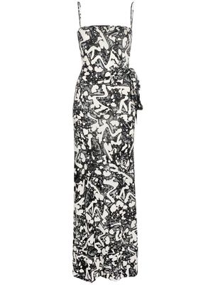 Stella McCartney abstract print sleeveless maxi dress - Black