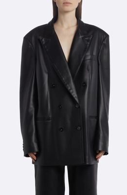Stella McCartney Altmat Double Breasted Faux Leather Blazer in Black