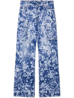 Stella McCartney animal-print mid-rise cargo jeans - Blue