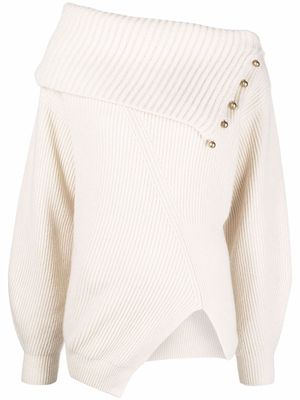 Stella McCartney asymmetric button-embellished jumper - White