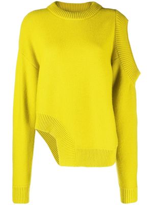 Stella McCartney asymmetric cold-shoulder cashmere jumper - Yellow