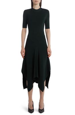 Stella McCartney Asymmetric Compact Rib Sweater Dress in 3007 Forest Green