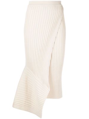 Stella McCartney asymmetric panel ribbed skirt - White