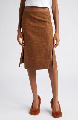 Stella McCartney Asymmetric Plaid Wool Midi Skirt in 5613 Amber Rose