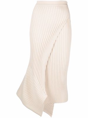 Stella McCartney asymmetric ribbed-knit skirt - Neutrals