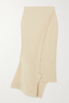 Stella McCartney - Asymmetric Ribbed Organic Cotton Skirt - White
