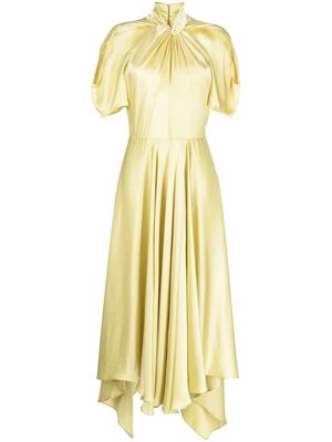 Stella McCartney asymmetric twist-detail pleated dress - PALE LIME8302
