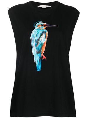 Stella McCartney bird-print sleeveless T-shirt - Black